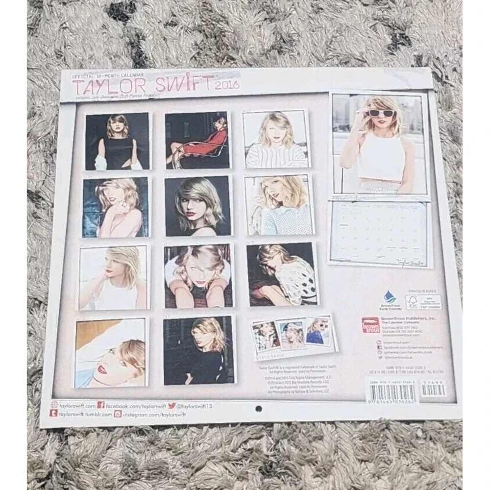 Official‎ Taylor Swift 2016 Calendar, 18 Month. New